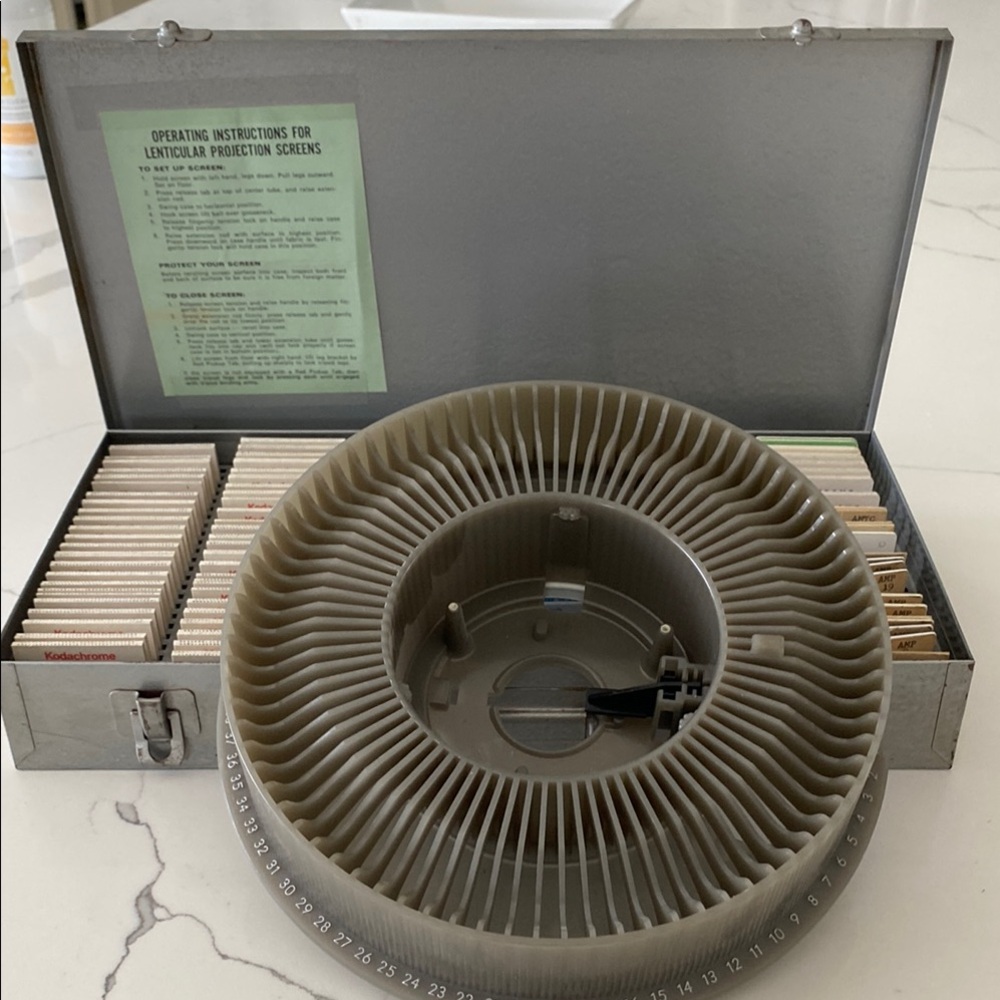 Vintage Eastman Kodak Projector Carousel and 150 Slot Slide Storage Case
